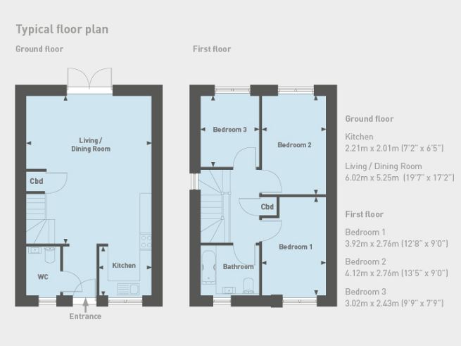 Floor plan 3 bedroom house  - artist's impression subject to change